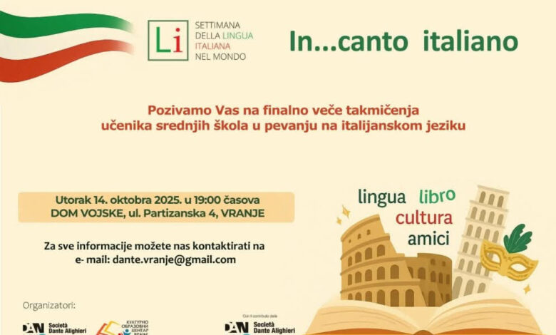 U Vranju takmičenje srednjoškolaca u pevanju na italijanskom jeziku 1 INVITO